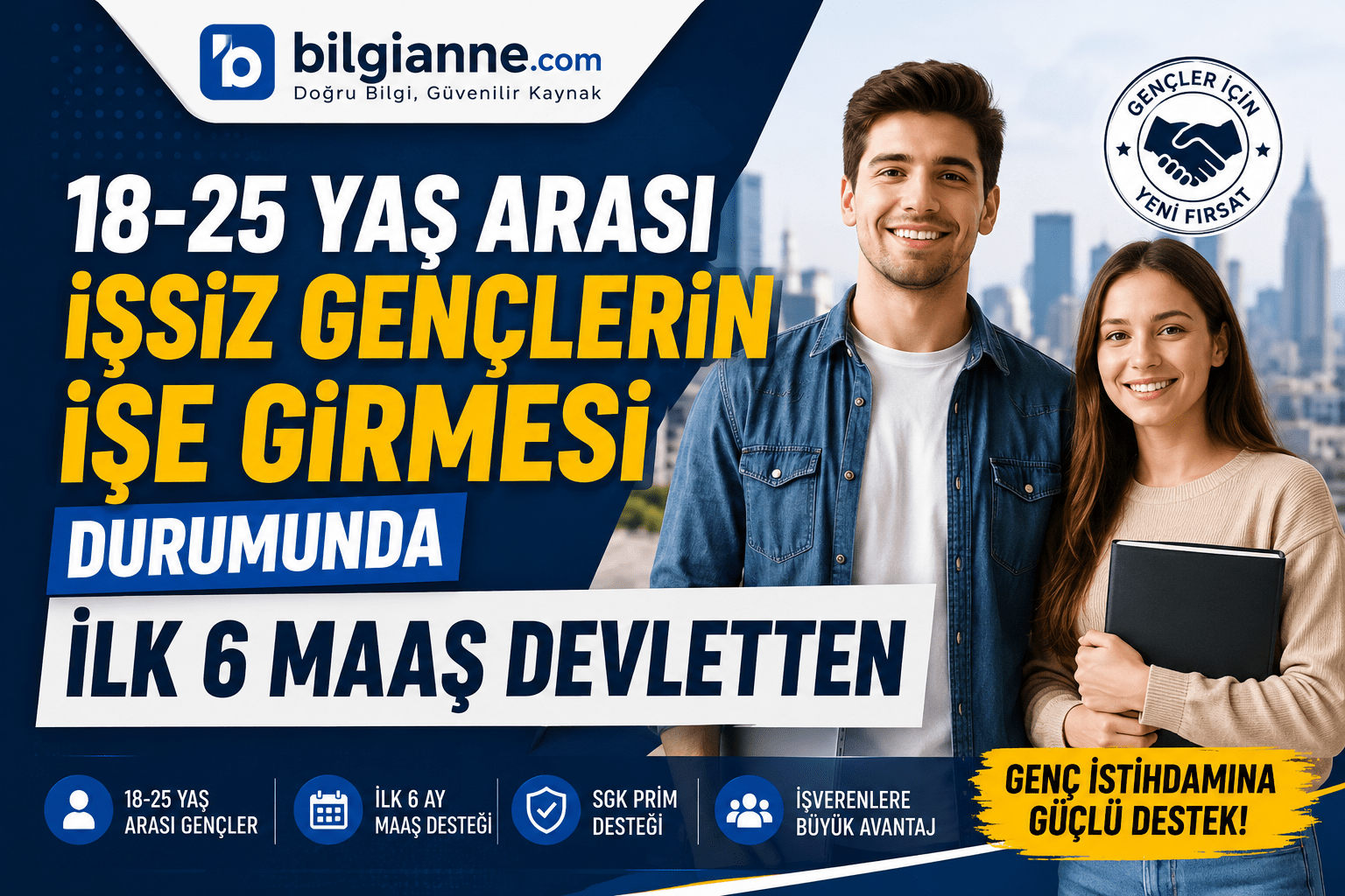 18-25 yaş Arası İşsiz Gençlerin İşe Girmesi Durumunda İlk 6 Maaş Devletten