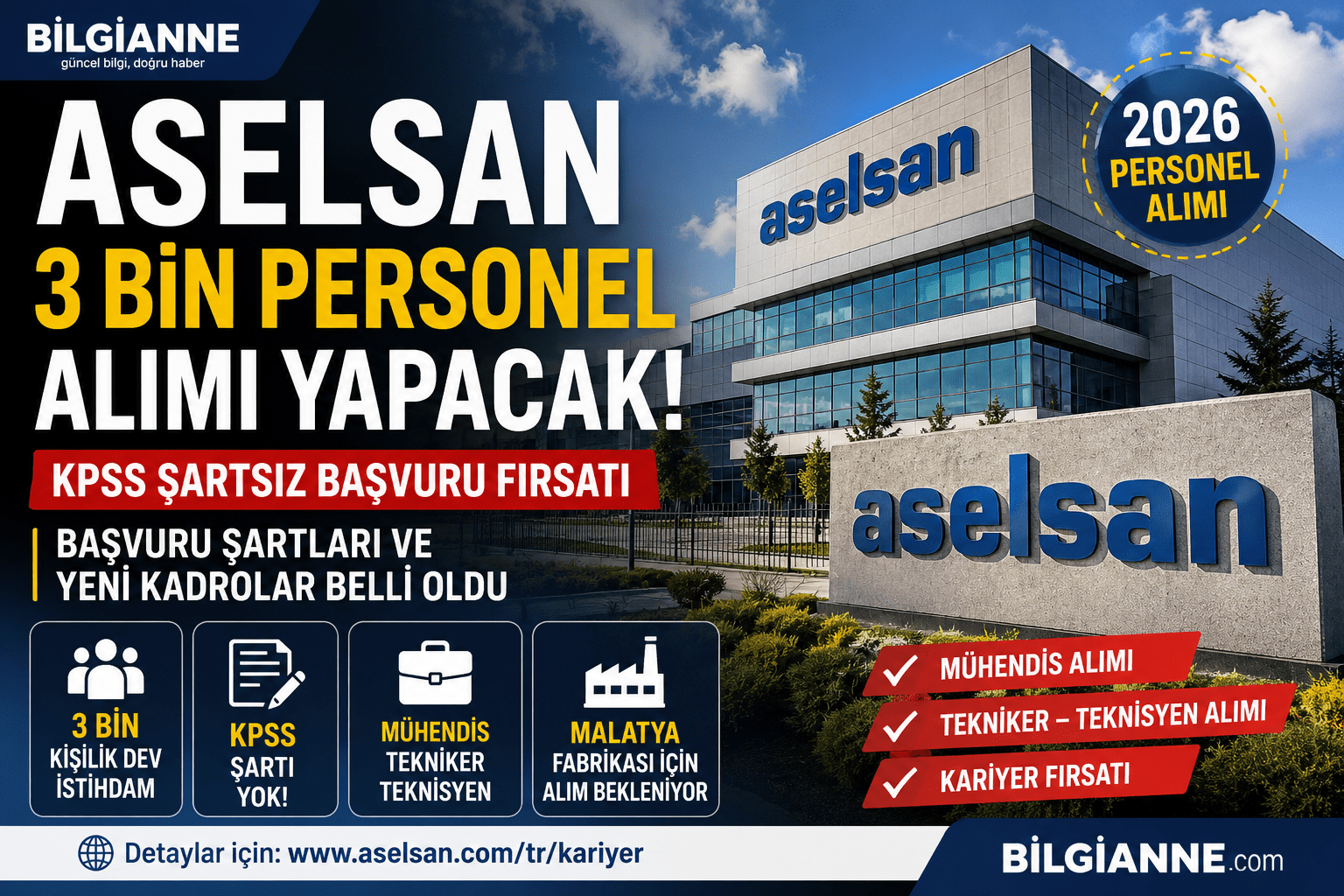 ASELSAN Personel Alımı 2026: Hangi Kadrolara Alım Yapılacak? Başvuru Şartları ve Detaylar