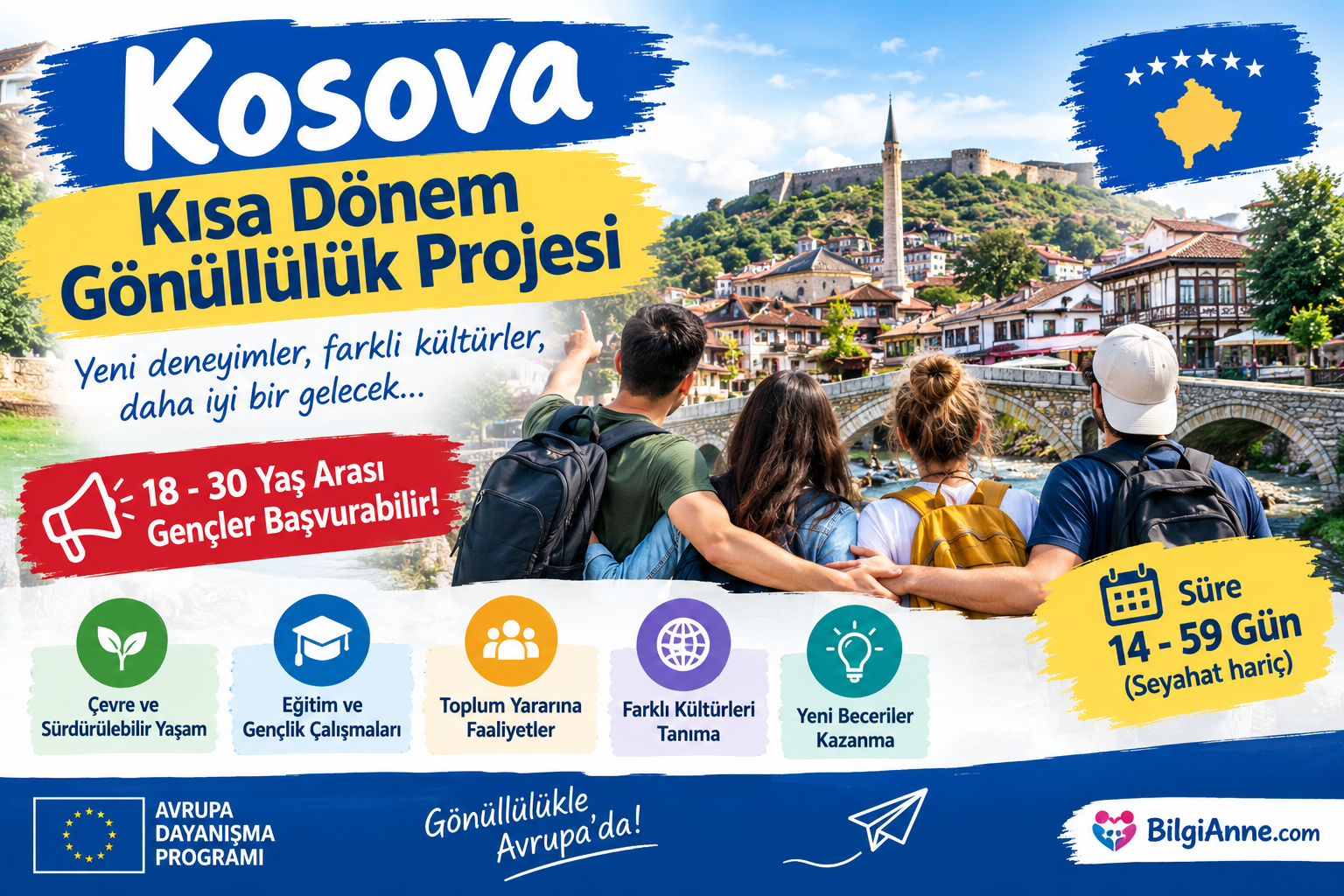 Kosova Kısa Dönem Gönüllülük Projesi: 18-30 Yaş Arası Gençler İçin Avrupa Fırsatı